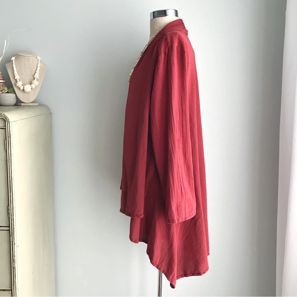 Oh My Gauze! Sweaters Oh My Gauze Rust Red Gauze Kimono Cardigan Sz